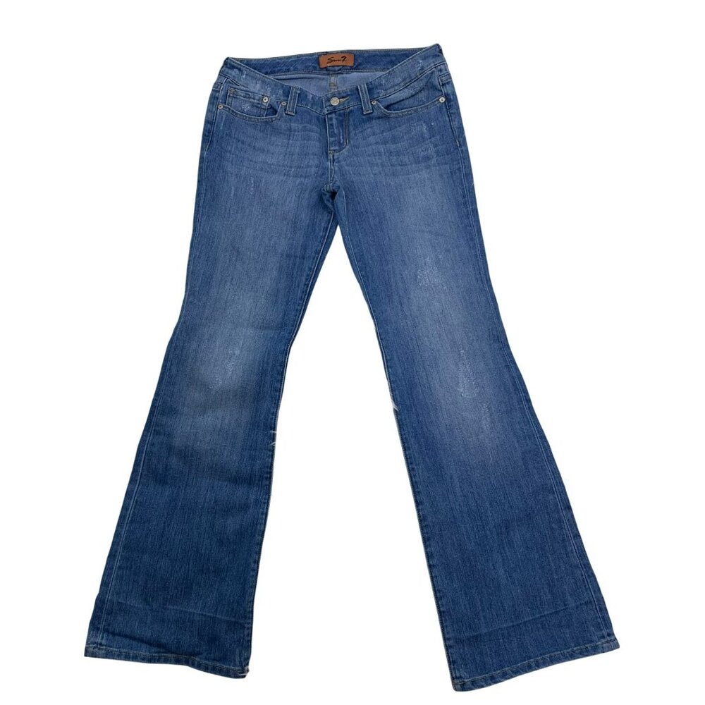 Vtg Lo-Rise Seven7 Bootcut Jeans Size 28 Blue Denim Cotton Blend Y2K 90s Flare